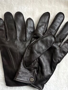 VTG 90s COACH Brown Leather & Cashmere Gloves XL